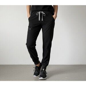 Womens FIGS Technical Collection Zamora Black Scrub Pants Joggers Size XS Nurse